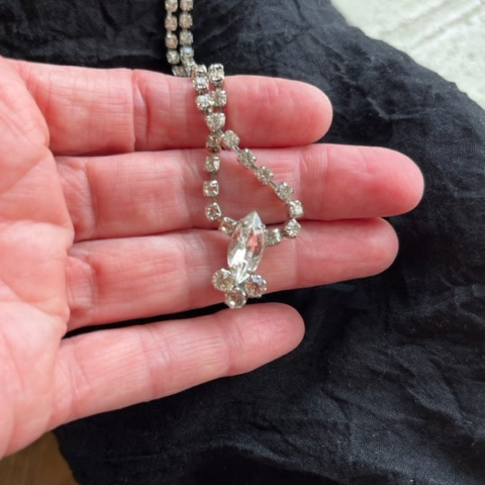 Rhinestone and Silver toned Costume Jewelry Necklace